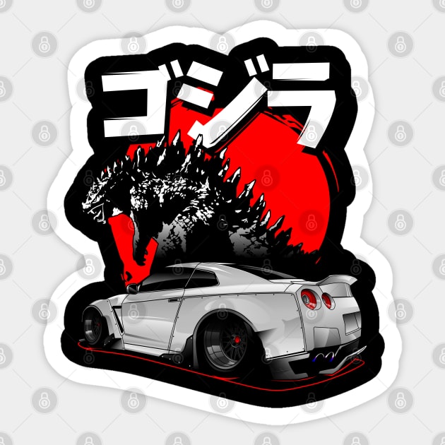 Godzilla GTR R35 Rocket Bunny Sticker by rizadeli